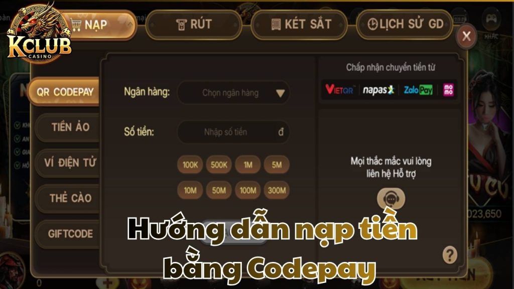 Hướng dẫn nạp tiền bằng Codepay trên Kclub