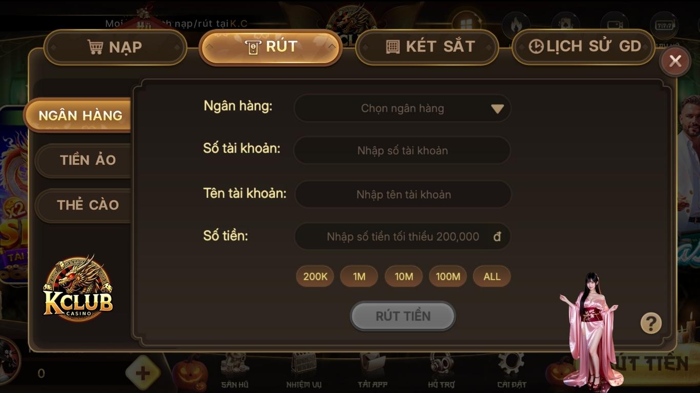 Điều kiện để rút tiền Kclub